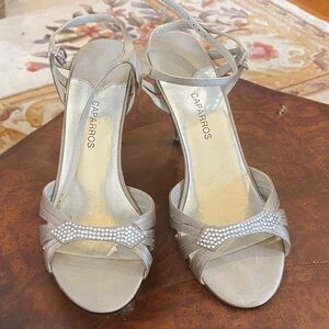 Caparros Metallic Heels with Crystal Embellishments